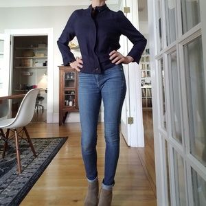 Navy Lightweight Zip Up Shirt Jacket